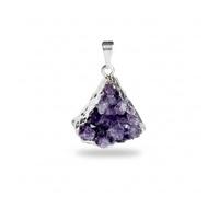 CALMA MI ALMA| Colgante de Amatista Drusa Natural Bañado en Plata - Gema Cruda para Protección, Intuición y Calma - Joyería Espiritual para Chakra Tercer Ojo, Meditación y Bienestar (Pequeño)