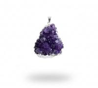 CALMA MI ALMA| Colgante de Drusa de Amatista Natural Bañado en Plata - Gema Cruda para Protección, Intuición y Calma - Joyería Espiritual para Chakra Tercer Ojo, Meditación y Bienestar, Tamaño Grande