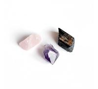 CALMA MI ALMA| Kit de Cristales Naturales para Bienestar: Cuarzo Rosa, Amatista y Turmalina Negra - Piedras Energéticas para Amor, Protección y Calma - Sanación y Meditación