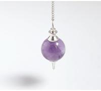 CALMA MI ALMA | Péndulo de Amatista Natural Esférico con Punta y Cadena- Radiestesia, Sanación Energética, Meditación y alineación Chakras - Herramienta Espiritual para Intuición