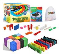 Calmado - Dominó de Madera 370 Piezas - Set Domino Rally para Niños y Familia - Fichas de Madera de Colores para Construir y Jugar - Edición Party XXL con Bolsa, Instrucciones y Accesorios