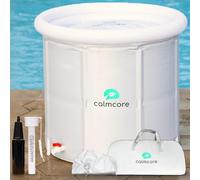 Calmcore Bañera de hielo plegable XL mejorada, tina grande de 96 galones para atletas con cubierta, tina portátil de hielo al aire libre para terapia de agua fría en casa o gimnasio