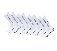 CalmGeek Calcetines de Fútbol Deportivos para Hombre Tres Pares Calcetines de Agarre Tamaño al Aire Libre Calcetines de Compresión Stretch para Baloncesto Hockey Correr Maratones, FS Blanco 4PACK, 36