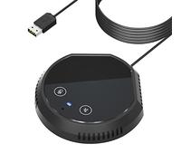 CalmGeek Micrófono USB de escritorio para conferencia, condensador omnidireccional de 360°, Plug & Play, soporte para micrófono de computadora, altavoz BT, botones de sensor táctil, función de
