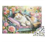 Calming Cat Nap Colourful Canal with Bicycles 1000 Pieces Jigsaw Puzzles Adults Birthday Fun Present & Activity 52x38cm/1000pcs