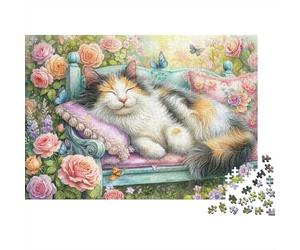 Calming Cat Nap Colourful Canal with Bicycles 1000 Pieces Jigsaw Puzzles Adults Birthday Fun Present & Activity 52x38cm/1000pcs