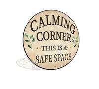 Calming Corner This is a Safe Space - Letreros metálicos redondos de aluminio para el hogar, bar, oficina, 8 x 8 pulgadas, decoración de pared (2593)