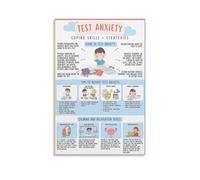 Calming Exam Anxiety Poster, Stress Techniques for Students Canvas Wall-Art, Educational Classroom Decor Mindfulness Based Print(Unframed,08x12inch(20x30cm))
