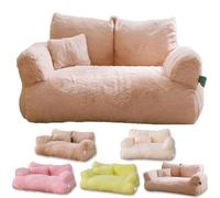 Calming Pet Sofa,Calming Dog Bed Fluffy Plush Pet Sofa, Dog Bed for Small Medium Large Dogs, Memory Foam with Removable Washable Cover (Large, Beige)