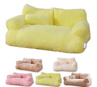Calming Pet Sofa,Calming Dog Bed Fluffy Plush Pet Sofa, Dog Bed for Small Medium Large Dogs, Memory Foam with Removable Washable Cover (X-Large, Yellow)