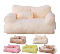 Calming Pet Sofa,Calming Dog Bed Fluffy Plush Pet Sofa, Dog Bed for Small Medium Large Dogs, Memory Foam with Removable Washable Cover (X-Large, White)