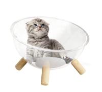 Calming Round Dog Cat Bed - Cat Beds For Indoor | Kitten Sleeping Nest With Wood Base | Small Animal Supplies Clear Dome Activity Center For Sleeping, Lounging, Playing And Resting