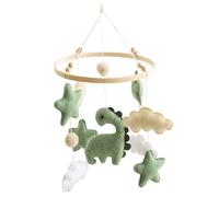 Calming Soother Crib Mobile, Dinosaur Nursery Decor, Breathable Bedside Baby Mobile, Cotton and Wood Materials, Ideal for Boys and Girls, 15.75 x 9.06 Inches, Green Theme, 1 Piece