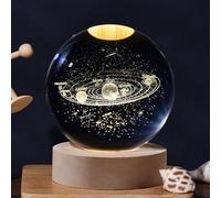Calming Stellar Spheres, Led Crystal Space Lamp, Light Up Crystal Ball, 3D Solar System Crystal Ball, Universe Crystal Lamps Saturn Lamp Moon Lamps Crystal Ball Night Light Glass Ball Night Lamp