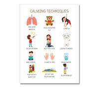 CALMING TECHNIQUES poster Mental health posters help students understand emotions posters -Calm Down Corner Classroom Decorations For Preschool Teachers(Framed,08x12inch(20x30cm))