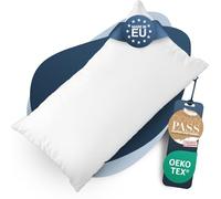 CALMONT Almohada de plumón de 3 cámaras, 40 x 80 cm, mullida y apta para alérgicos, duradera y transpirable, almohada de plumas, 40 x 80 cm, almohada de plumón