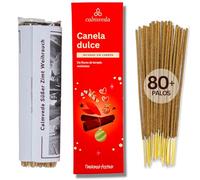 Calmveda Incienso de Canela Candy - (80 Varitas) Sin Carbón, Hecho con Flores Recicladas | Aroma a Canela, Naranja y Vainilla Cremosa | para Celebraciones o Decoración | Incienso Relajante