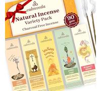CALMVEDA, Incienso ESPIRITUALES con 5 sabores - (60 Piezas) Incienso, Sabio Blanco, Palo Santo, Sangre de dragón y Templo Regalar