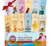 CALMVEDA Incienso Natural Mega Paquete - (144 Varillas de Incienso, 12 Aromas) Incienso Natural Sin Tóxicos ni Carbón | Palo Santo, Sándalo, Salvia Blanca | Incienso Meditación y Limpieza Energética
