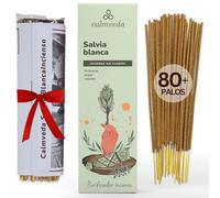 Calmveda Incienso Salvia Blanca Natural - (80 Barritas de Incienso) Sin Carbòn, Flor Reciclada | Aroma terroso y alcanfar | White Sage Sahumerio Limpieza Energética