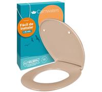 Calmwaters® Premium asiento de inodoro de fácil instalación, hasta 250 kg, Made in EU, duroplast antibacteriano, doble mecanismo de cierre suave, 2 opciones de fijación, extraíble, ovalado, beige