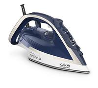 Calor Ultragliss Plus 2800 W Flujo 50 función presionando 260 g/min Agujeros 100% Activos Suela antiarañazos Plancha Vapor desarruga Vertical FV6812C0, Azul Vestido/Plata Premium,
