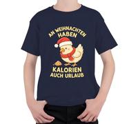 Calorías tienen vacaciones Navidad polluelo divertido niños camiseta, azul marino, 140