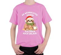 Calorías tienen vacaciones perezoso Navidad niños camiseta, Rosa., 128