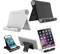 Calrista - Soporte para teléfono celular plegable para escritorio, soporte para teléfono móvil, soporte ajustable para tableta compatible con iPhone 12 Pro 11 Xs X 8 iPad Samsung (blanco y negro)
