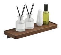 CALUCAB Étagère Murale Flottante en Bois de Noyer Avec Rail de Fixation en Aluminium Étagère Murale Rustique pour Salon, Cuisine et Salle de Bain (40CM)