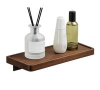 CALUCAB Étagère Murale Flottante en Bois de Noyer Avec Rail de Fixation en Aluminium Étagère Murale Rustique pour Salon, Cuisine et Salle de Bain (20CM)