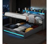 Caluself Lit Double Avec LED YCZ et Base USB, coffre Avec tête de et Espace de Rangement, Double pour adultes,.8jX5iM