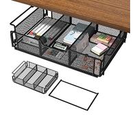 Caluself Organizador de Cajones para Debajo del Escritorio, Organizador de Cajones de Malla con Diseño de Divisor de Espacio, Cajón Oculto para el Hogar, Oficina, Escuela, Escritorio,(Negro)