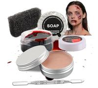 Calva Disfraz, panemy Cera Cicatrices, Sangre Falsa, Pintacaras, Mascara Realista, con Espátula, En Halloween, Día de los Inocentes, Cumpleaños, Maquillaje con efectos especiales, Truco o Trato