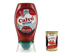 Calvé Ketchup Light 250 ml Ketchup Light con stevia*, contiene 50% menos de azúcar, sin gluten, sin conservantes y sin colorantes, vegano + Polpa gourmet italiana 400 g