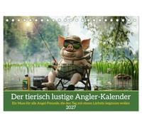 CALVENDO - El calendario de pesca divertido con animales (calendario de mesa 2027 DIN A5 horizontal), calendario mensual: imprescindible para todos los amantes de la pesca que quieren comenzar el día