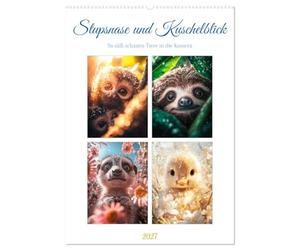 CALVENDO - Nariz y mirada de peluche (calendario de pared 2027 DIN A2 alto), calendario mensual: con su pelo esponjoso, ojos grandes y delicadas narices las pequeñas criaturas miran directamente a la