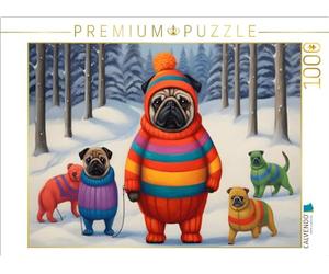 CALVENDO Puzle con diseño de Perros atraídos por el Bosque en la Nieve, 1000 Piezas, tamaño 64 x 48 cm, para Horas Felices