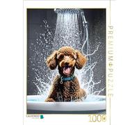 CALVENDO Puzle de caniche Alegre en la Ducha, 1000 Piezas, tamaño 48 x 64 cm, para Horas Felices