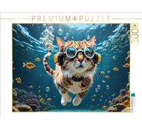 CALVENDO Puzle de Dulce Gatito Que se desliza sin Peso por el Agua | 1000 Piezas, tamaño 64 x 48 cm, Rompecabezas de Fotos para Horas Felices