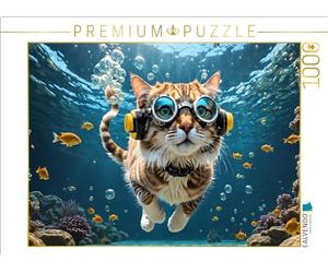 CALVENDO Puzle de Dulce Gatito Que se desliza sin Peso por el Agua | 1000 Piezas, tamaño 64 x 48 cm, Rompecabezas de Fotos para Horas Felices