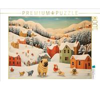 CALVENDO Puzle de Perros Jugando en un Paisaje Invernal Divertido en la Nieve | 1000 Piezas, tamaño 64 x 48 cm, Rompecabezas de Fotos para Horas Felices