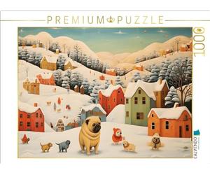 CALVENDO Puzle de Perros Jugando en un Paisaje Invernal Divertido en la Nieve | 1000 Piezas, tamaño 64 x 48 cm, Rompecabezas de Fotos para Horas Felices