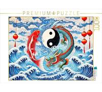 CALVENDO Puzle Yin y Yang - Koi y dragón en Estilo de Pintura asiática | 1000 Piezas, tamaño 64 x 48 cm, Rompecabezas de Fotos para Horas Felices