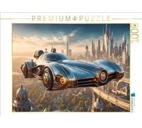 CALVENDO Puzzle Aircar über Der City | 1000 Teile Lege-Größe 64x48cm Foto-Puzzle für glückliche Stunden: Steampunk Maschinenwelt