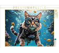 CALVENDO Puzzle con diseño de Gato de Buceo en el Mundo Submarino Tropical, 1000 Piezas, tamaño 64 x 48 cm, para Horas Felices