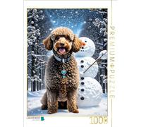 CALVENDO Puzzle de caniche de Invierno con caniche Delante de un muñeco de Nieve, 1000 Piezas, tamaño 48 x 64 cm, para Horas Felices
