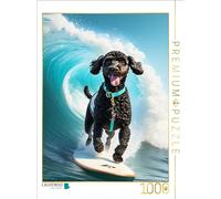 CALVENDO Puzzle de caniche de Surf Negro sobre una Tabla de Surf, 1000 Piezas, tamaño 48 x 64 cm, para Horas Felices