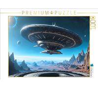 CALVENDO Puzzle de platillo aterrizando en un Planeta alienígena, 1000 Piezas, tamaño de 64 x 48 cm, para Horas Felices