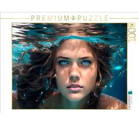 CALVENDO Puzzle de Sirena con Ojos Azules de Acero bajo el Agua, 1000 Piezas, tamaño 64 x 48 cm, para Horas Felices